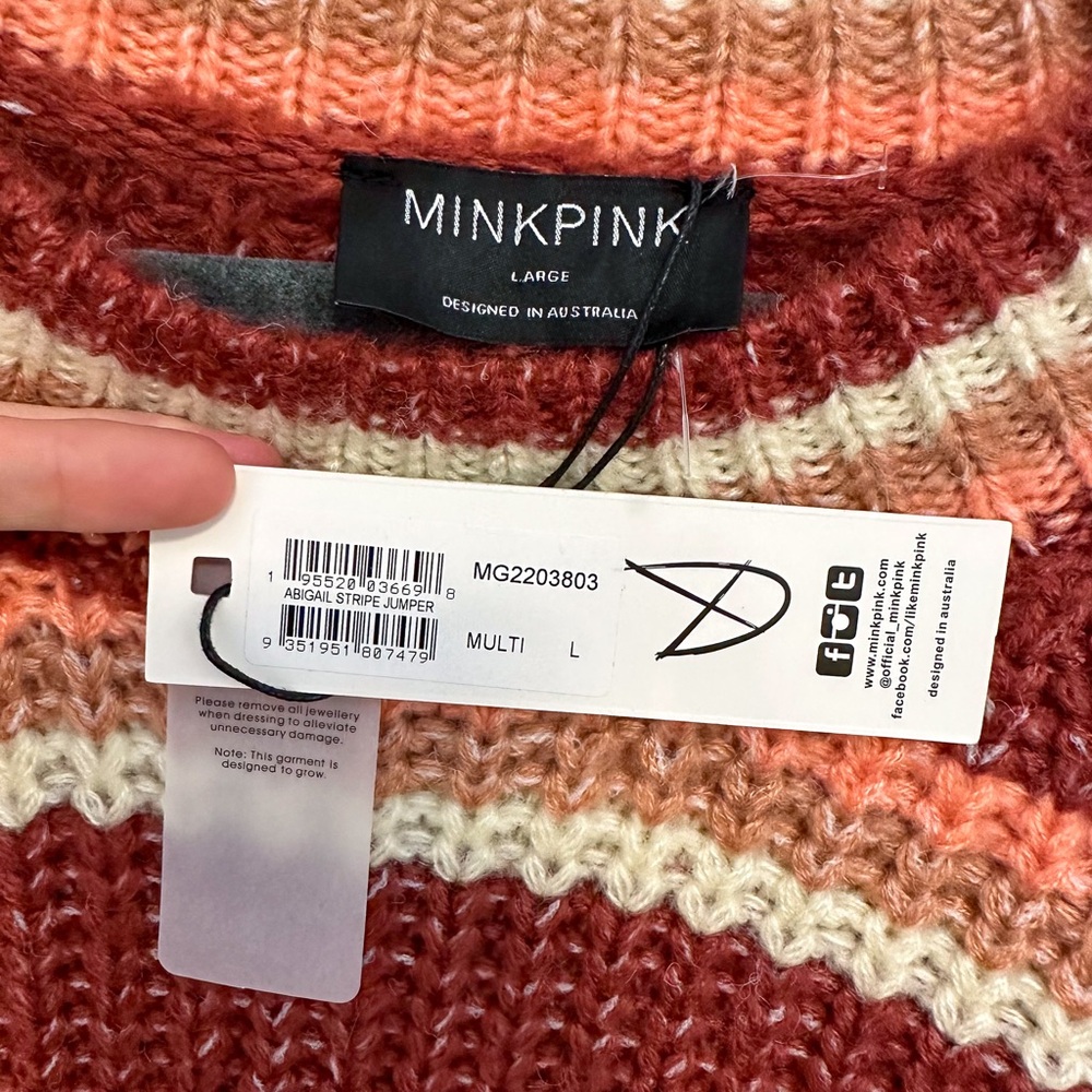 MINKPINK Red & Pink Abigail Striped Sweater - Picture 5 of 7